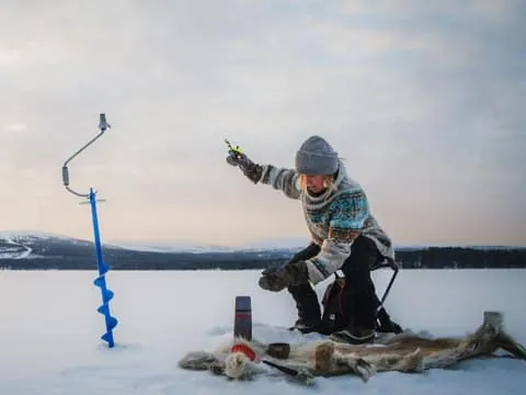 Pyhä: Ice Fishing Experience at Frozen Lake