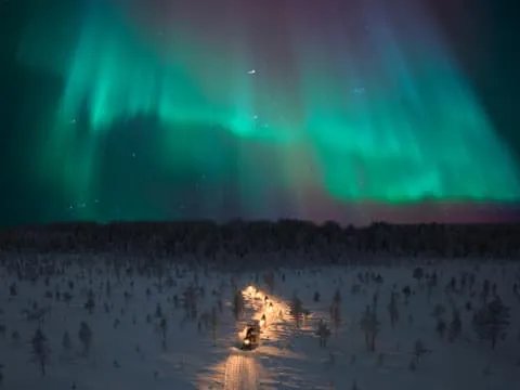 Levi: Off-Grid Aurora Snowmobile Expedition (Private Trails)