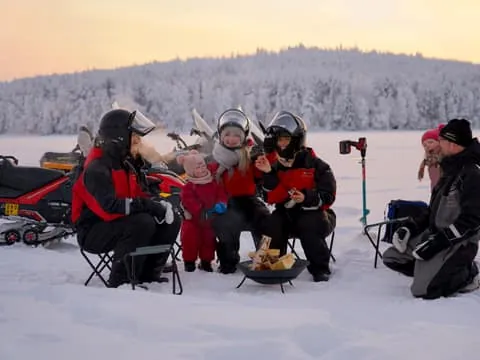 Ice Fishing and Snowmobile Tour with Snacks