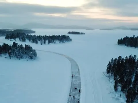 Ice-skating on Frozen Lake Inari