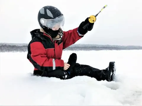 Ice Fishing by Snowmobile