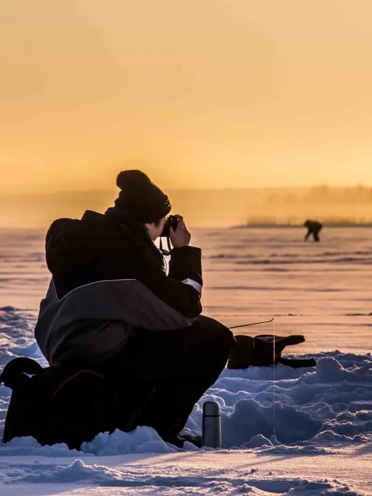 Levi: Ice Fishing on a Frozen Lake with BBQ and Photos
