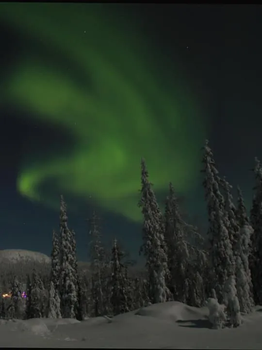 Searching for the northern lights with snowshoes