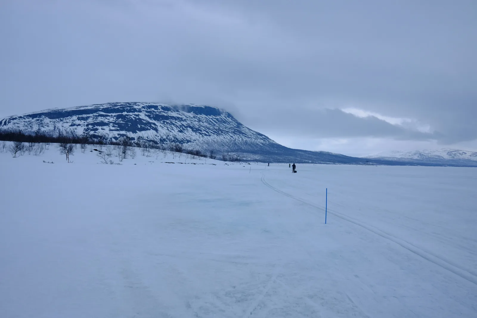 Saana fell above frozen Lake Kilpisjärvi